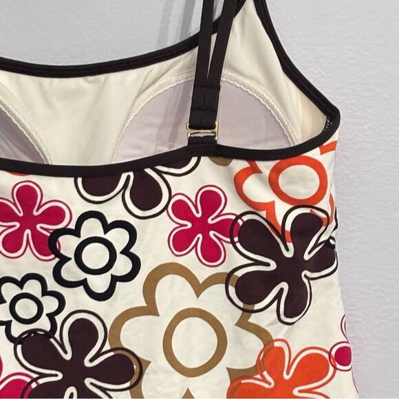 La Blanca by Rod Beattie | Retro Flower Pattern Takini Swim Swimsuit Top Size 12 - Picture 7 of 16